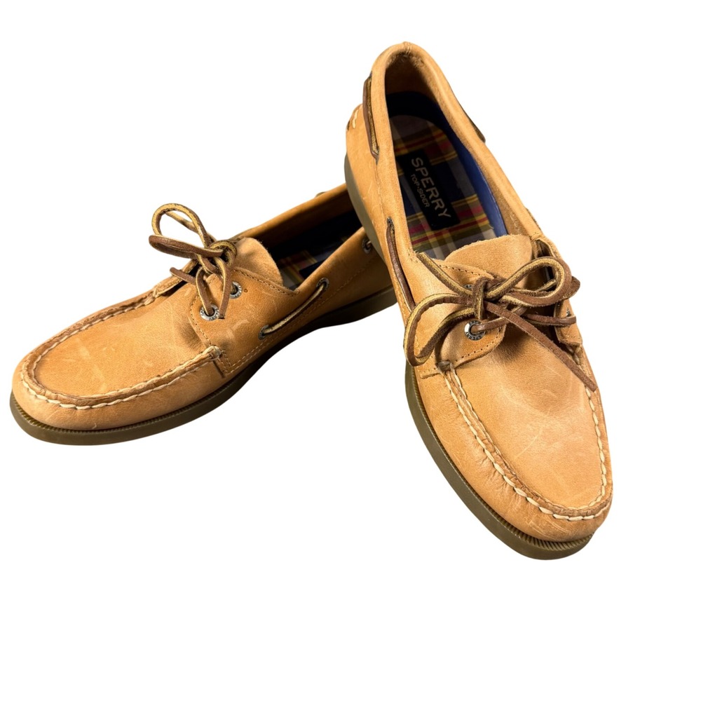 Sperry Top-Sider Womens Authentic Original Tan Leather Boat Shoes Deck Shoes